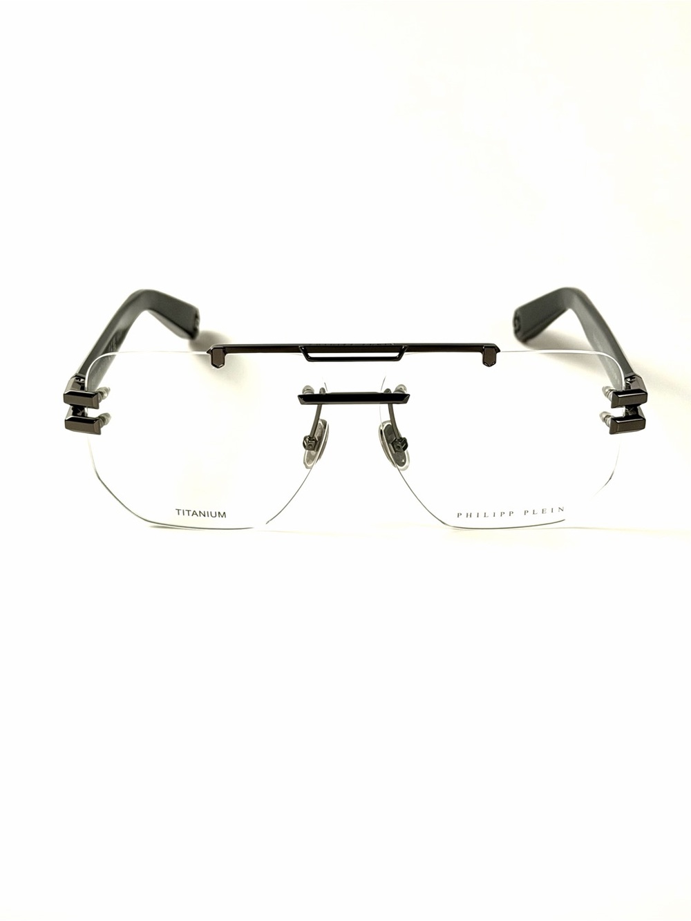 Philipp Plein VPP087 COL. 0584 Titanium Sunglasses Authentic Rimless Eyeglasses - Picture 7 of 8